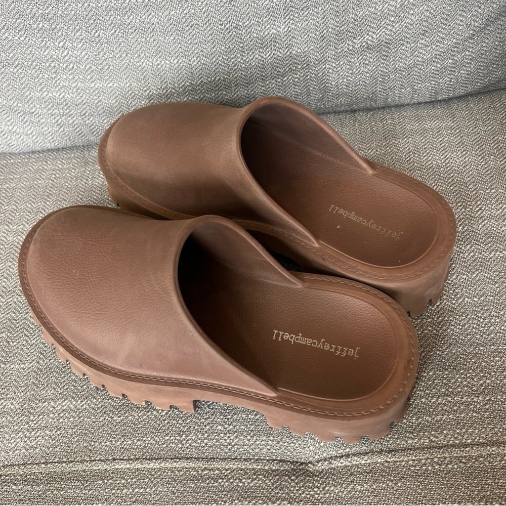 Jeffrey Campbell clogs womens 9 beige tan Brown chunky slip on y2k 90s